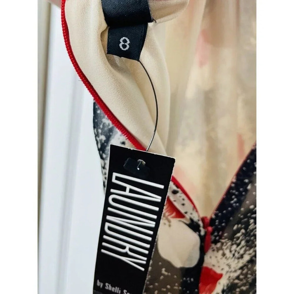 Vtg Laundry Silk Dress 8 Floral Chiffon Bow Whimsigoth Boho 90s Style Deadstock - Picture 6 of 14